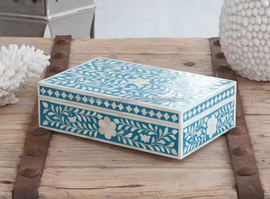 Caja de regalo de almacenamiento de joyería con incrustaciones de hueso hechas a mano de la mejor calidad con pantalla elegante para embalaje Premium de artesanía artesanal de la India - Product Image 5