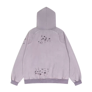 Winter Wear OEM <b>Men</b> Casual Streetwear <b>Clothes</b> Distress Embroidery Hoodie Custom Sweatshirts Pullover <b>Thermal</b> hoodies - Product Image 2
