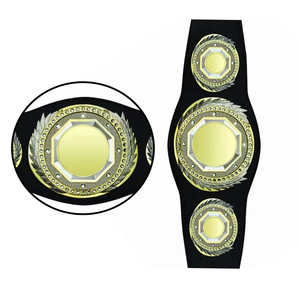 Ceinture de lutte de style championnat premium, plaques métalliques robustes, sangle en cuir véritable, ajustement réglable, approvisionnement en gros OEM - Product Image 2