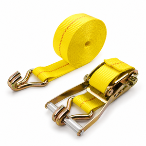 Correa de Amarre de Poliéster Amarillo de 50 mm con Trinquete, Capacidad de Carga de 5000 kg, Doble Gancho en J, Certificación CE, Provina RS3000, Duradera y de Alta Fiabilidad - Product Image 1