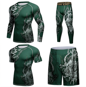 Venta al por mayor de camisetas de compresión de manga larga para hombre, MMA, BJJ, UPF50+, de secado rápido, de spandex y poliéster, con diseño personalizado. - Product Image 1