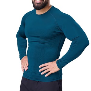 Custom Wholesale <b>Mens</b> Breathable Eco-Friendly Quick-Dry <b>Compression</b> <b>Shirt</b> Polyester Spandex Full Sleeve Gym Training - Product Image 1