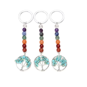 Llavero de cristal de alta calidad, Howlite Turquesa, Siete Chakras, Llavero con diseño de Búho, Piedra Natural en forma de Corazón, Regalos para Mujeres - Product Image 3