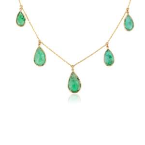Collier pendentif goutte d'eau en or jaune massif 18 carats avec émeraude - Product Image 5