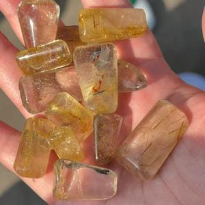 Vente en gros de cristaux naturels très demandés, pierres de guérison, tranches de quartz rutile doré en forme libre pour la fabrication de bijoux - Product Image 1