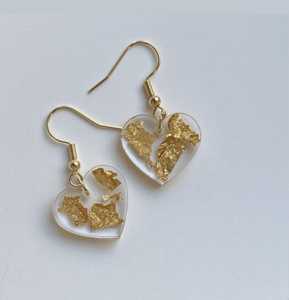 Gold Flake <b>Resin</b> Natural Pearl Drop Earrings Women's Vintage Style Round Dangle Party Jewelry Gold Plated Hooks Fashion - Product Image 3