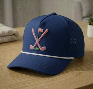 Casquette unisexe de haute qualité, 5 panneaux, visière incurvée, forme structurée, broderie, logo personnalisé 3D, découpe laser, trou perforé. - Product Image 1