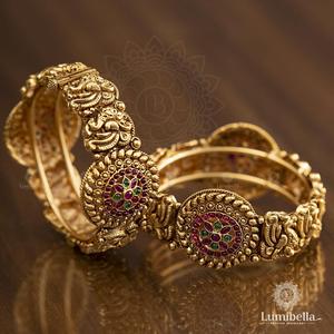 Nakshi Big Kada <b>Bangles</b> 2*6-Trendy <b>Copper</b> & Brass Chain Link Bracelets with Zircon - Product Image 1