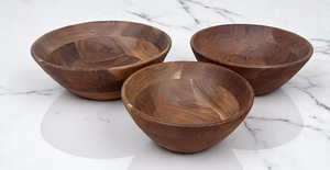 Bols en bois sculptés à la main pour salade, taille personnalisée avec motif floral - Product Image 6