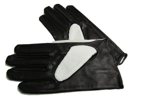 Gants de conduite unisexes en cuir, à doigts entiers, respirants, antidérapants, avec sangle de poignet réglable, noir et blanc, pour toutes les saisons - Product Image 3