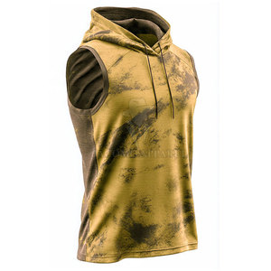 Outdoor Fitness Running <b>Men</b> <b>Sleeveless</b> Hoodie Cotton Blended Material With Hooded Style And Modern Look - Product Image 2