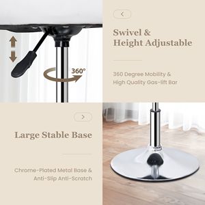 Modern 360-Degree Swivel Makeup Ottoman <b>Stool</b> Tufted Adjustable <b>Vanity</b> <b>Stool</b> in White PU Leather - Product Image 5