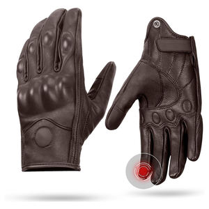 ถุงมือขี่มอเตอร์ไซค์แบบสากล สีน้ำตาลเข้ม ป้องกันข้อนิ้วเต็มรูปแบบ ทำจากหนังวัวแท้ - Product Image 1