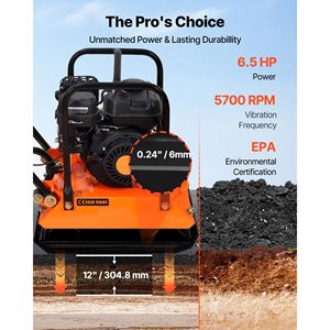 Compattatore a piastra a motore a benzina da 6,5 HP 196CC, 5700 VPM, con forza di compattazione di 4047 libbre, 21 X Earth Compactor - Product Image 4