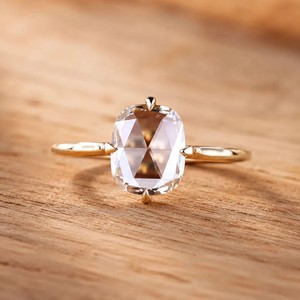 Bague de fiançailles solitaire en or massif 10K 14K 18K certifiée IGI, diamant de laboratoire taille coussin rose, clarté DEF VS VVS - Product Image 2