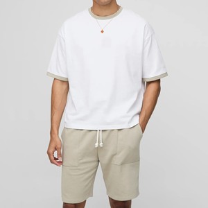 Conjunto de Camiseta para Hombre, Estilo Oversize, Dos Piezas, Ropa Casual, Transpirable, Algodón Suave, Cómodo, Ropa Urbana, Atuendo Diario - Product Image 1