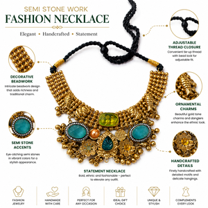 Collar de Moda con Piedras Semipreciosas, Joyería Hecha a Mano, Collar Ajustable con Hilo para Mujer - Product Image 6