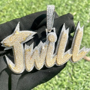 จี้เพชรโมอิสซาไนต์แบบกำหนดเอง สไตล์ฮิปฮอป VVS ประดับเพชรเต็มตัว  จี้ตัวอักษรเงินแท้ 925  จี้เพชรโมอิสซาไนต์สั่งทำ - Product Image 5