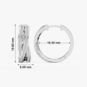 Pendientes de Aro Cruzados de Alta Calidad con Diamantes Cultivados en Laboratorio de 1 Quilate, Corte Baguette, en Oro Blanco de 14K, con Engaste de Canal, en Venta - Product Image 6