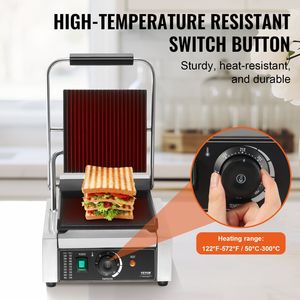 Piastra Elettrica Professionale 1800W per Panini in Acciaio Inox con Controllo della Temperatura per Cucinare Sandwich e Pressare - Product Image 5