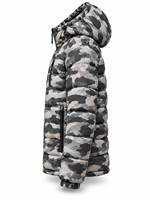 Veste matelassée à capuche camouflage pour homme, coupe-vent, fermeture éclair, décontractée, hiver, épaisse, rembourrage en polyester, longueur normale
