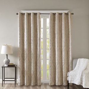 Jacquard damasco lavorato a maglia Total Blackout con occhiello pannello per tenda - Product Image 1