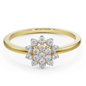 Solid 14K Yellow Gold Floral Cluster Diamond <b>Ring</b> <b>Dainty</b> Daisy Flower Engagement <b>Ring</b> for Women Minimalist Bridal Promise <b>Ring</b> - Product Image 2