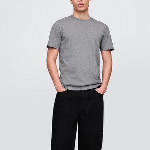 Fabricant OEM ODM, fournisseur de marques privées, t-shirts en coton pour hommes, t-shirt en coton gris à col rond, coupe classique, manches courtes - Product Image 3
