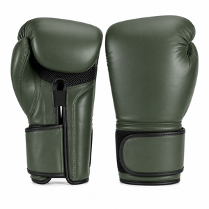 นวมชกมวยหนังสีเขียว แบบผูกเชือกที่ข้อมือ ระบายอากาศได้ดี อุปกรณ์ฝึกซ้อมสำหรับผู้ใหญ่ - Product Image 3