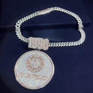 Iced Out Circle Letter Moissanite Pendant 18K Gold Plated 925 Silver Hip Hop Style Men's Necklace Everyday Wear Pendant For Men - Product Image 1
