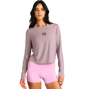 Camiseta de cuello redondo para mujer, de manga larga, suave, elástica, informal, ligera, cómoda, transpirable, para uso diario - Product Image 1