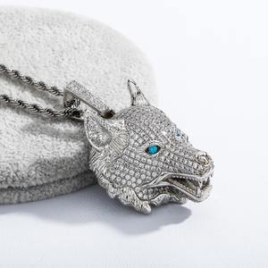 Vente flash - Pendentif tête de loup Hip Hop - Bijoux tendance pour hommes - Pendentifs - Colliers entièrement sertis de diamants - Product Image 3