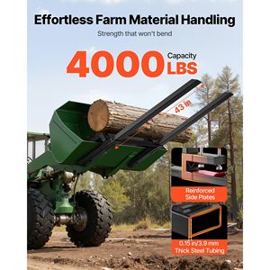 Forche per Trattore Resistenti da 1800 kg, Lunghezza Totale 152 cm, Forche per Pallet Regolabili, Accessori per Macchine Edili - Product Image 2