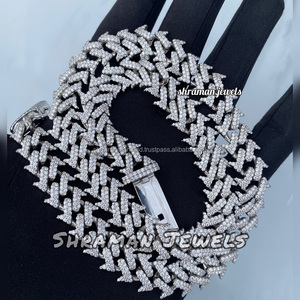 925 Silver Rhodium Plated Brilliant Cut 15mm Moissanite Custom Thorns Cuban Link Chain Necklace Iced Hiphop Party Wedding Unisex - Product Image 2