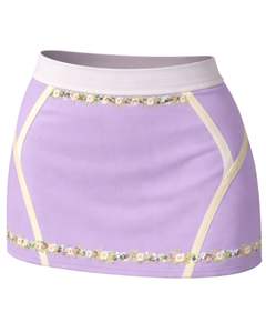 Manufacturer Women Lavender Two Piece Skirt <b>Set</b> Floral Trim Sleeveless Crop Top High Waist Mini Skirt Soft Stretch Outfit - Product Image 5