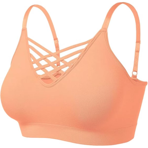 Women Sporty Criss-Cross Back Sports Bra <b>Wire</b> Free Breathable Spandex Polyester Solid Color All Seasons Workout Top - Product Image 5