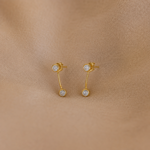 Dainty Layla <b>Stud</b> <b>Earrings</b> 18k Gold Plated Bezel Setting Birthstone Jewelry Everyday Women's Gift for Her - Product Image 5