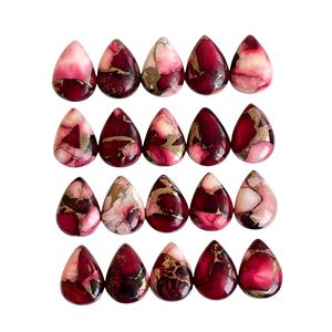 Conjunto de Collar y Pendientes de Calidad Superior con Piedras Preciosas Sueltas de Turquesa Roja Rosa Dahiya en Forma de Pera, Pulido de Alto Brillo, Certificado por Terceros - Product Image 1