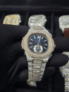Reloj de Acero Inoxidable con Diamantes Moissanite Personalizado de IndianExporter, Estilo HipHop, Lujoso, Automático, Unisex - Product Image 3