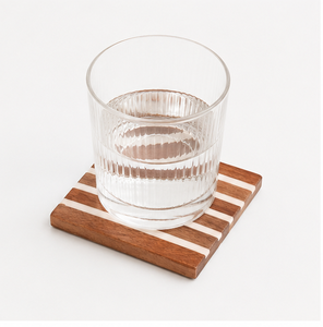 Handcrafted Wood And Resin Striped Coaster <b>Set</b> Eco-Friendly <b>Square</b> Heat-Resistant Drink Mats For Coffee And Tea Table Protection - Product Image 6