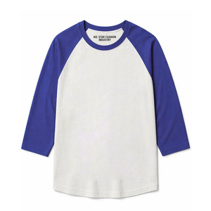T-shirt pour homme de haute qualité, col rond, décontracté, coupe ajustée, manches contrastées, raglan, 100% coton - Product Image 3