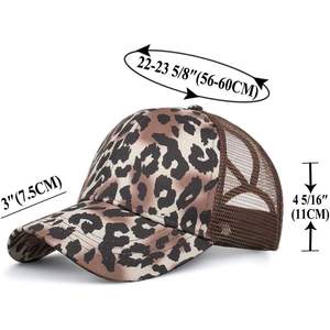 2025 sport maille dos casquette de Baseball léopard imprimé queue de cheval chapeau avec désordre haut chignon confortable sport Style - Product Image 6