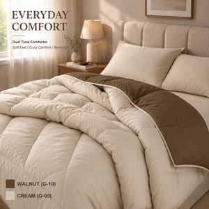 Premium 250 GSM Walnut Cream Dual Tone Reversible Microfiber Comforter Cozy <b>Bedding</b> | Lightweight All Season <b>Quilt</b> for Home Beds - Product Image 5
