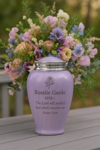 Urne Cœur Traditionnelle en Émail Bleu avec Support en Laiton, Décoration Florale Papillon pour la Maison - Product Image 2