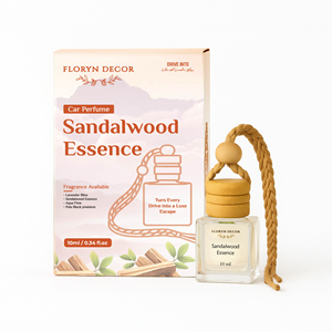 Floryn - Perfume para Auto en Frasco de Vidrio Cuadrado de 10 ml, Libre de BPA y Alcohol, Hecho a Mano, Aroma a Sándalo, Recargable, Duración de 6 Meses |   Aire suspendido - Product Image 1
