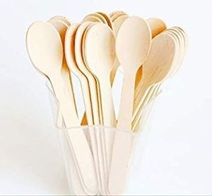 Eco Friendly Birchwood 155mm Spoons Disposable <b>Flatware</b> for Takeaway Meals Spoons for Picnics and Outdoor Dining Food Court 2026 - Product Image 1