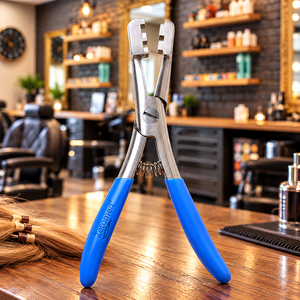 Pinzas para Extensiones de Cabello de 4mm y 6mm, Herramienta de Acero Inoxidable para Fijación de Queratina con Mangos Azules para Salón - Product Image 4