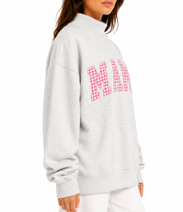 Custom <b>Women</b>’s Oversized Mock Neck Sweatshirt Floral Print Outline Applique Logo Casual Long Sleeve <b>Pullover</b> Wholesale - Product Image 2