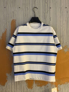 Camiseta Retro a Rayas Oversize Estilo Vintage Años 90 Streetwear Top Multicolor Horizontal Corte Holgado Hip Hop 100% Algodón Tejido - Product Image 4