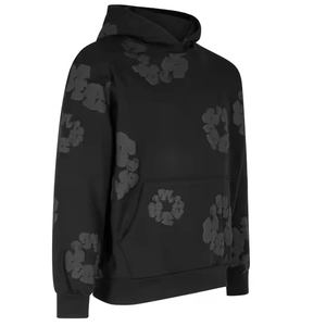 Sudadera con Capucha Personalizada al por Mayor, Estilo Urbano Otoñal, Negra, de Felpa, Gruesa, 100% Algodón, Unisex, con Bolsillo Bordado, Último Modelo - Product Image 4